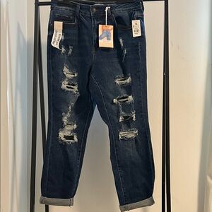 Wax Jean Women's Boyfriend Jeans - Dark Blue